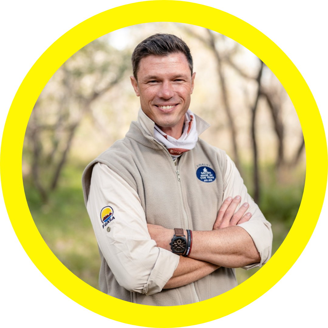Cameron Pearce Cameron Pearce, the 2022 winner of Safari Guide of the Year.