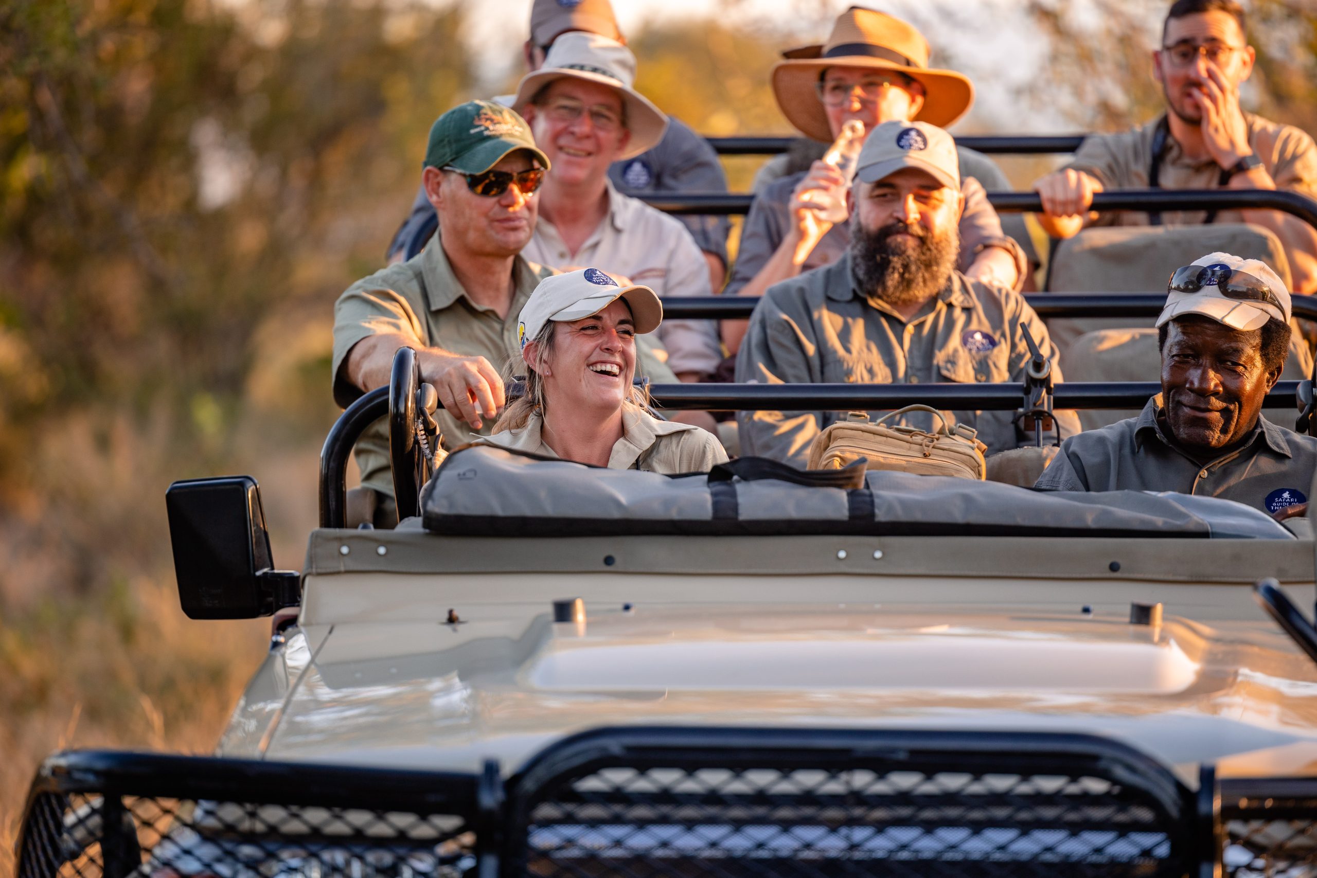 Kimberlee Le Hanie laughs with her guests on game drive at Safari Guide of the Year 2023